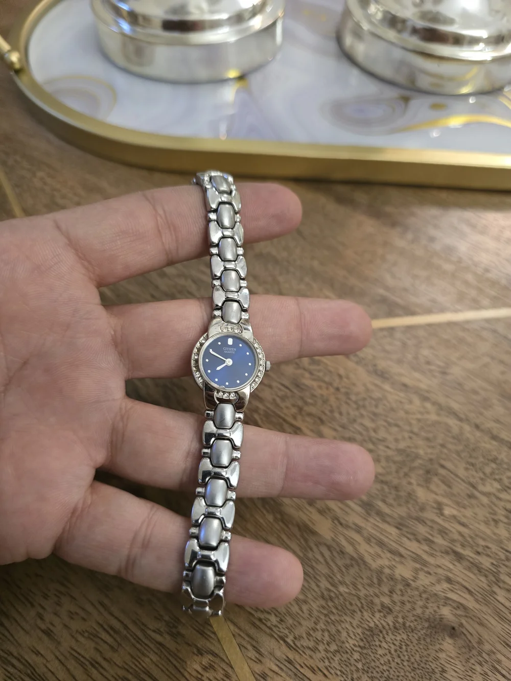 Citizen Quartz Women's Silver Watch with Blue Dial